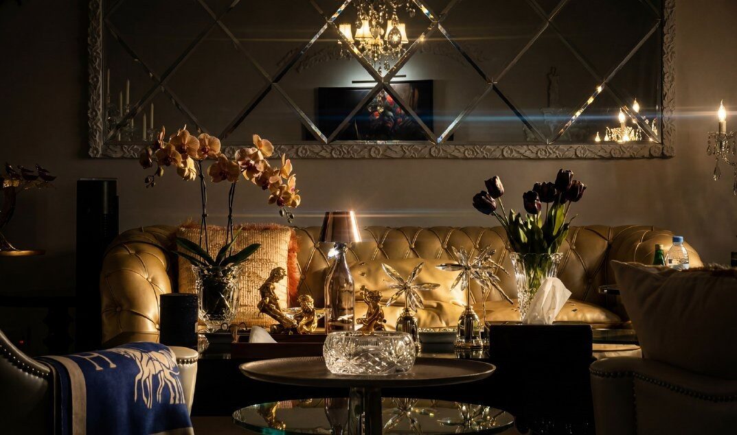 Gold orchids and crystal setting by Abdulrahman Al Zeer